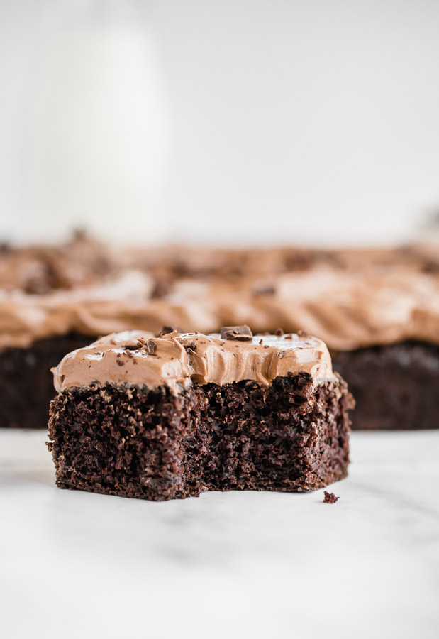 chocolate espresso cake, chocolate cake, chocolate sheet cake, sheet cake, chocolate fudge buttercream frosting