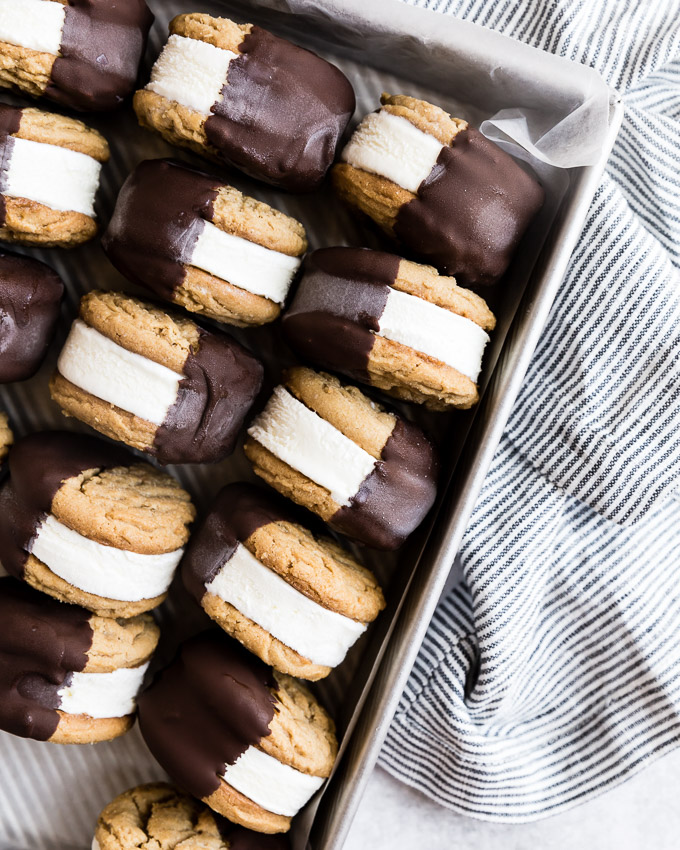 chocolate-dipped-peanut-butter-ice-cream-cookie-sandwich