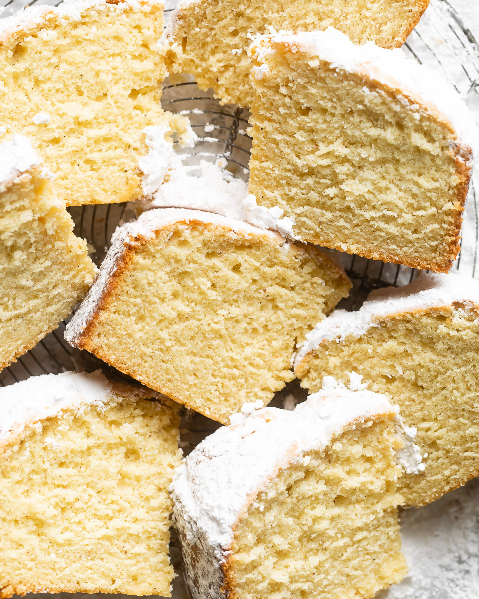 Powdered Sugar Donut Cake