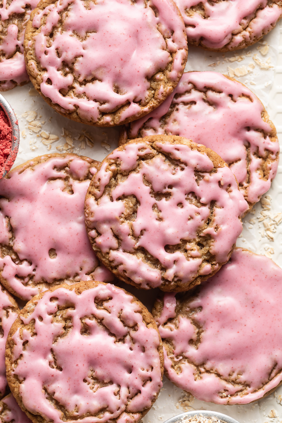 Strawberry Iced Oatmeal Cookies